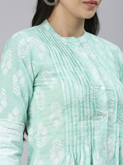 Neeru's Sea Green Color Cotton Fabric Kurta
