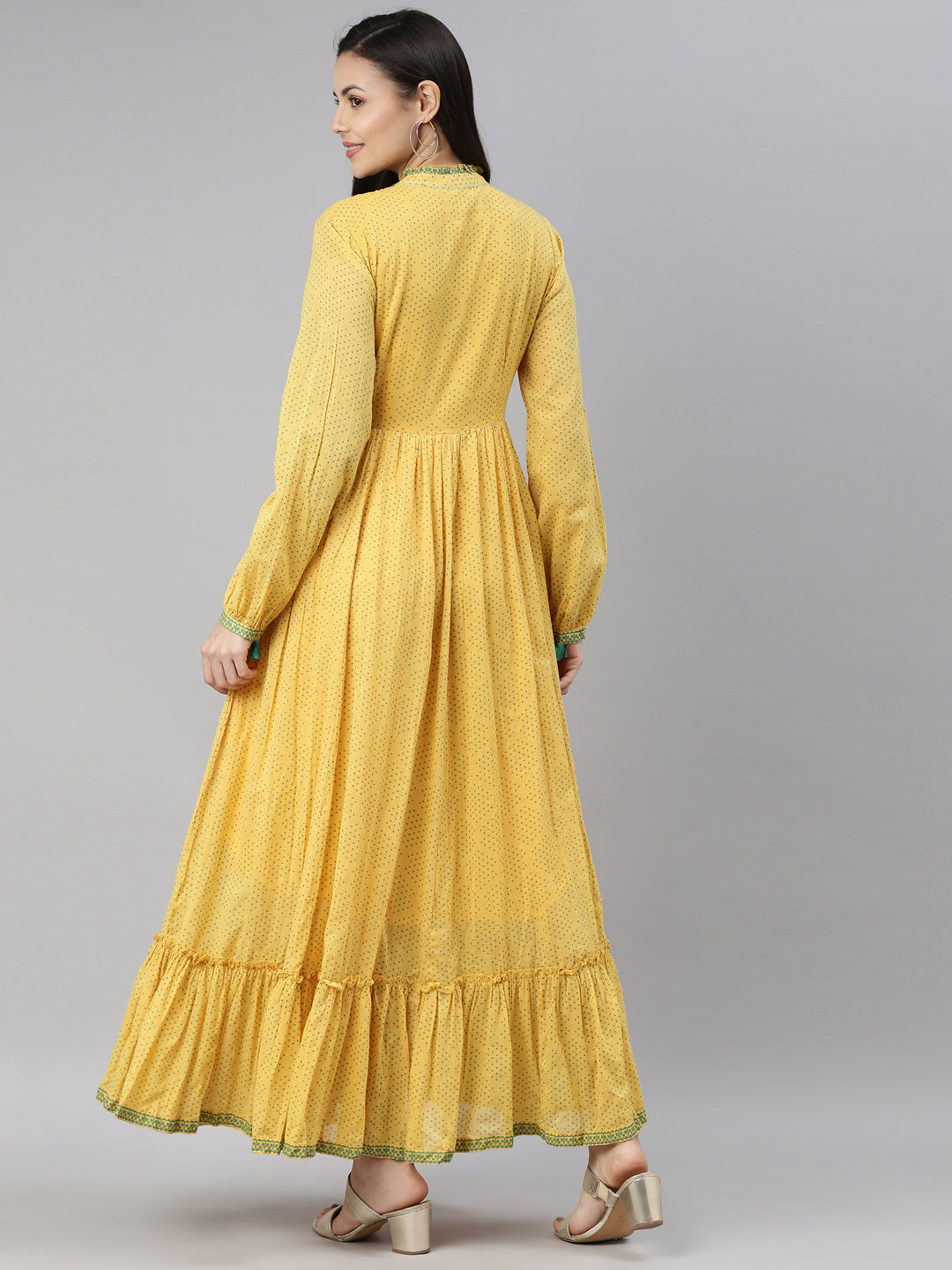 Neerus Mustard Color Cotton Fabric Kurta