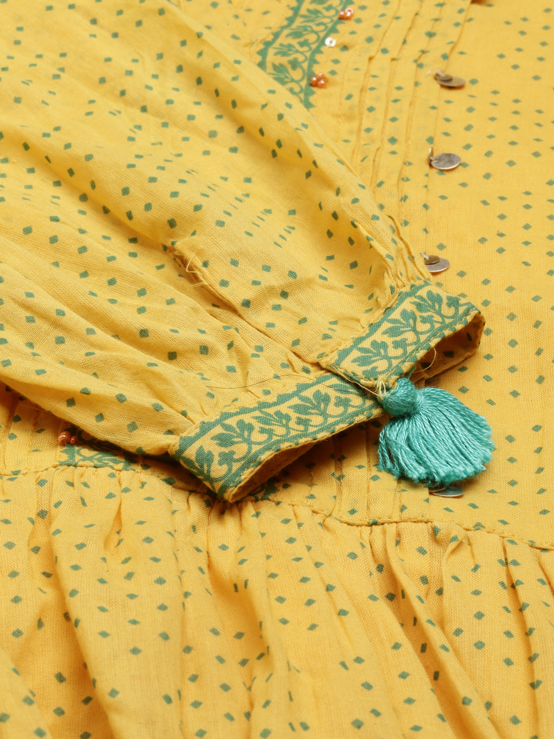 Neerus Mustard Color Cotton Fabric Kurta