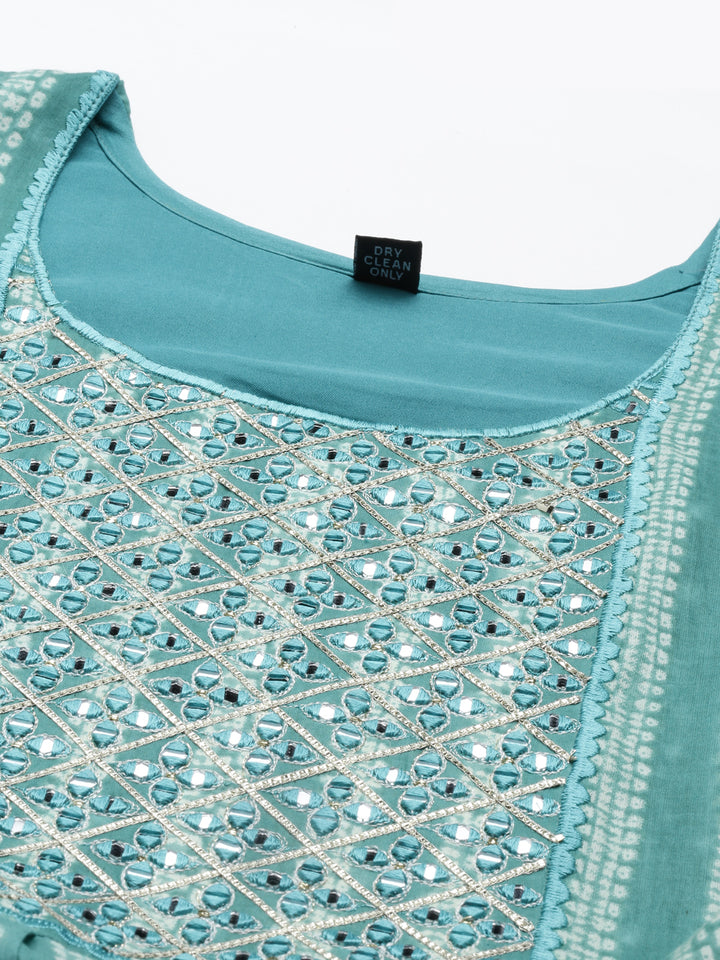 Neerus Rama Color Cotton Fabric Kurta