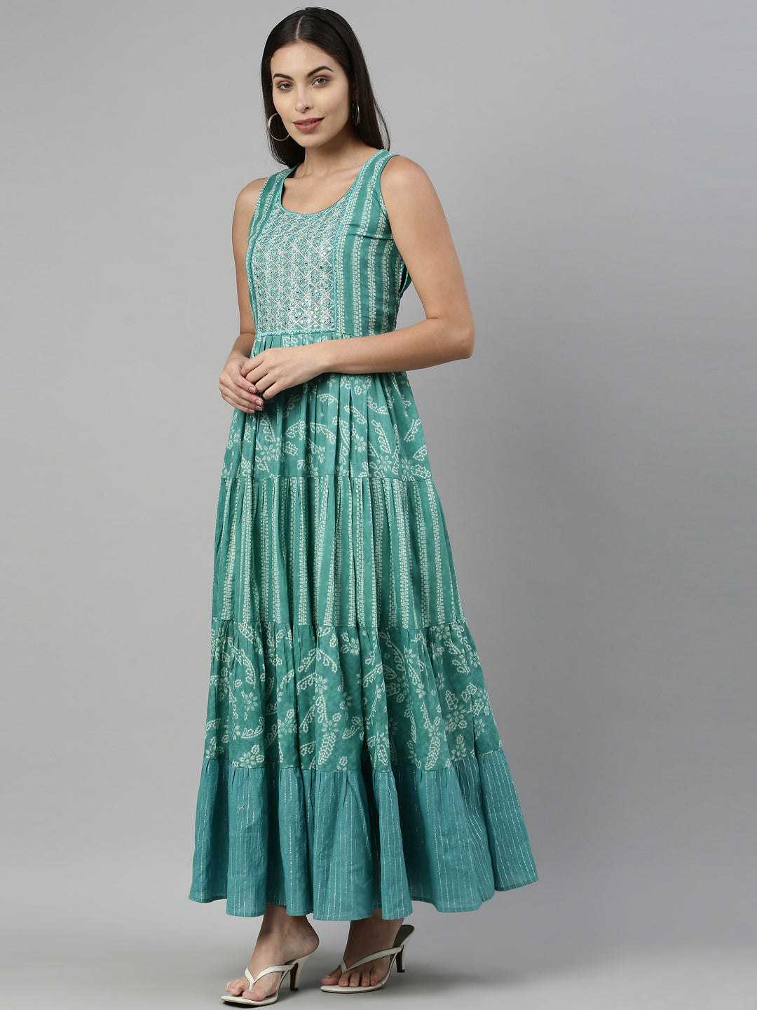 Neerus Rama Color Cotton Fabric Kurta