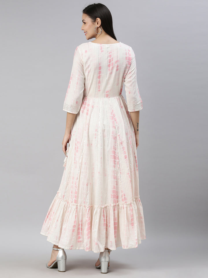 Neerus Pink cotton kurti straight silhouette - detail view 2