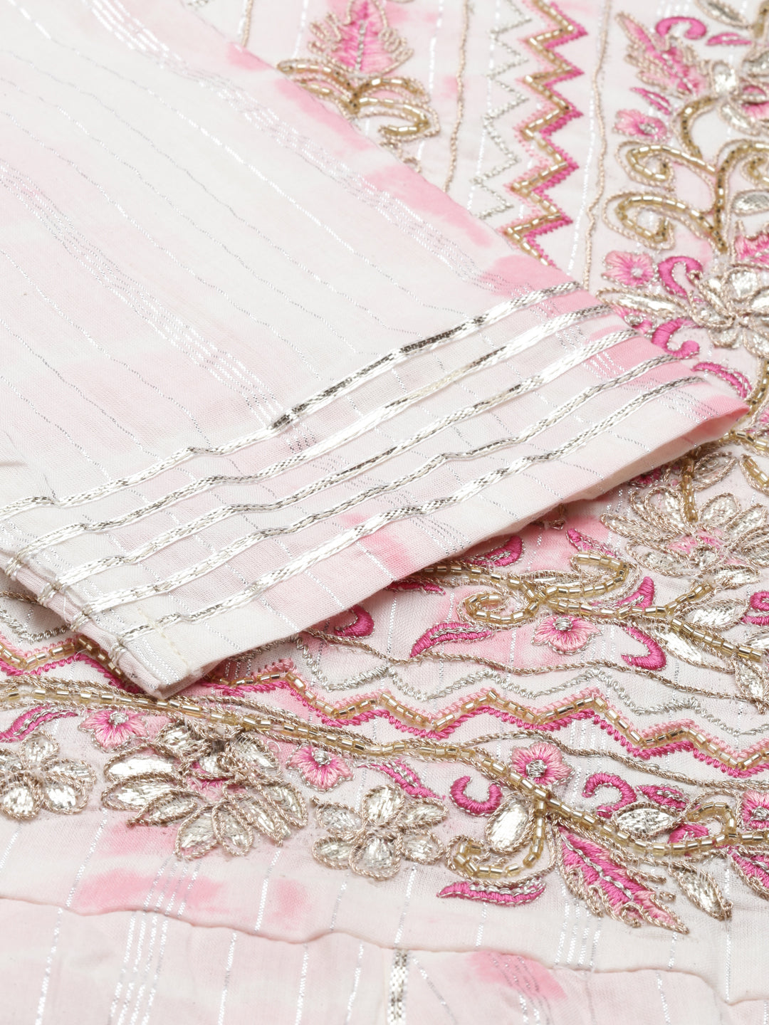 Neerus Pink cotton kurti straight silhouette - detail view 4