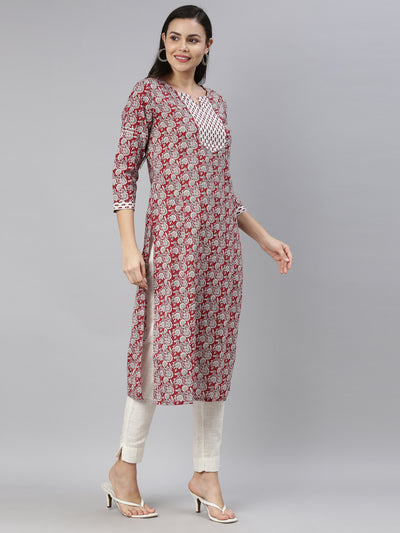 Neeru's Maroon Color Cotton Fabric Kurta