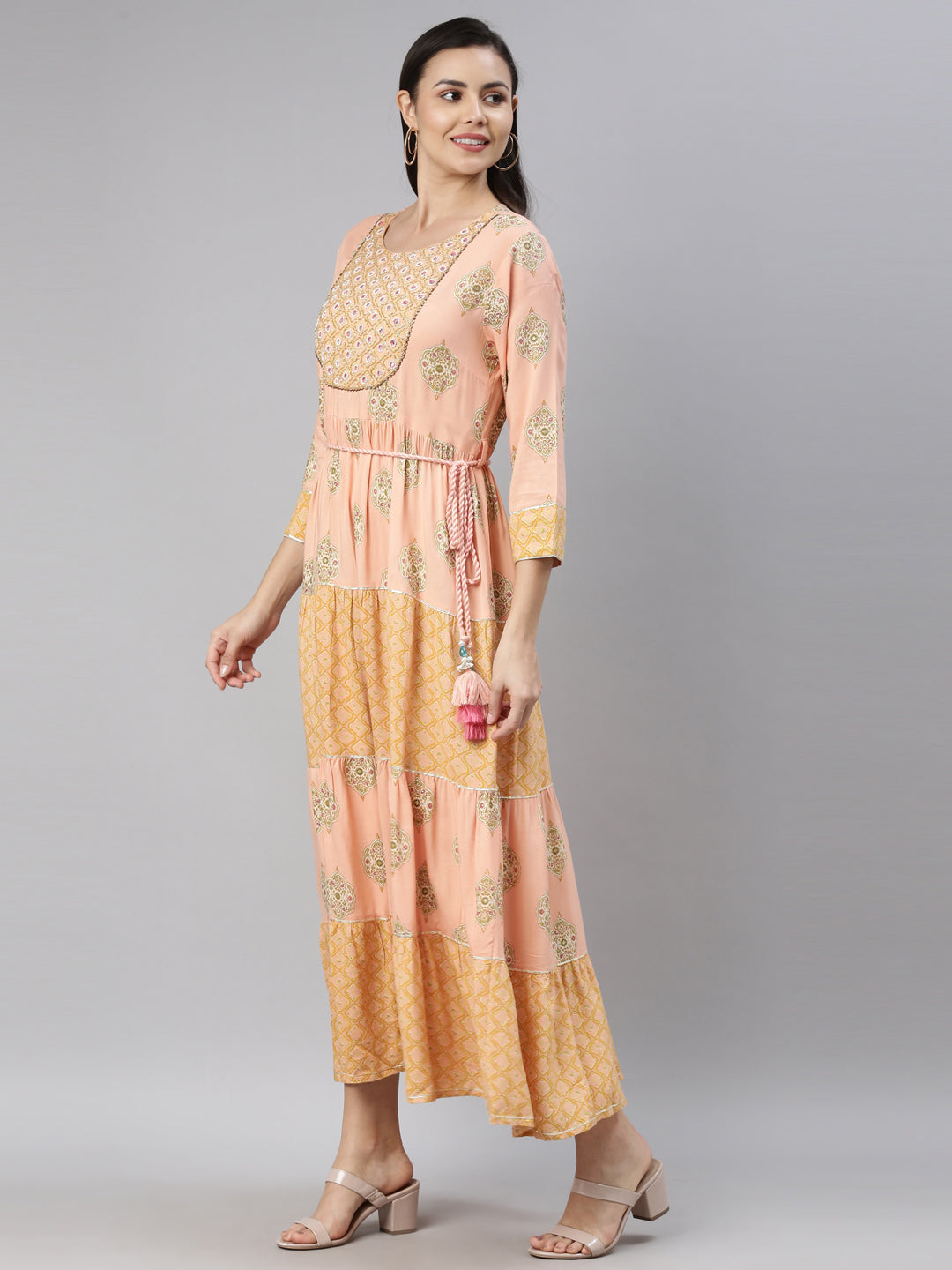 Neeru's Peach Color Rayon Fabric Kurta