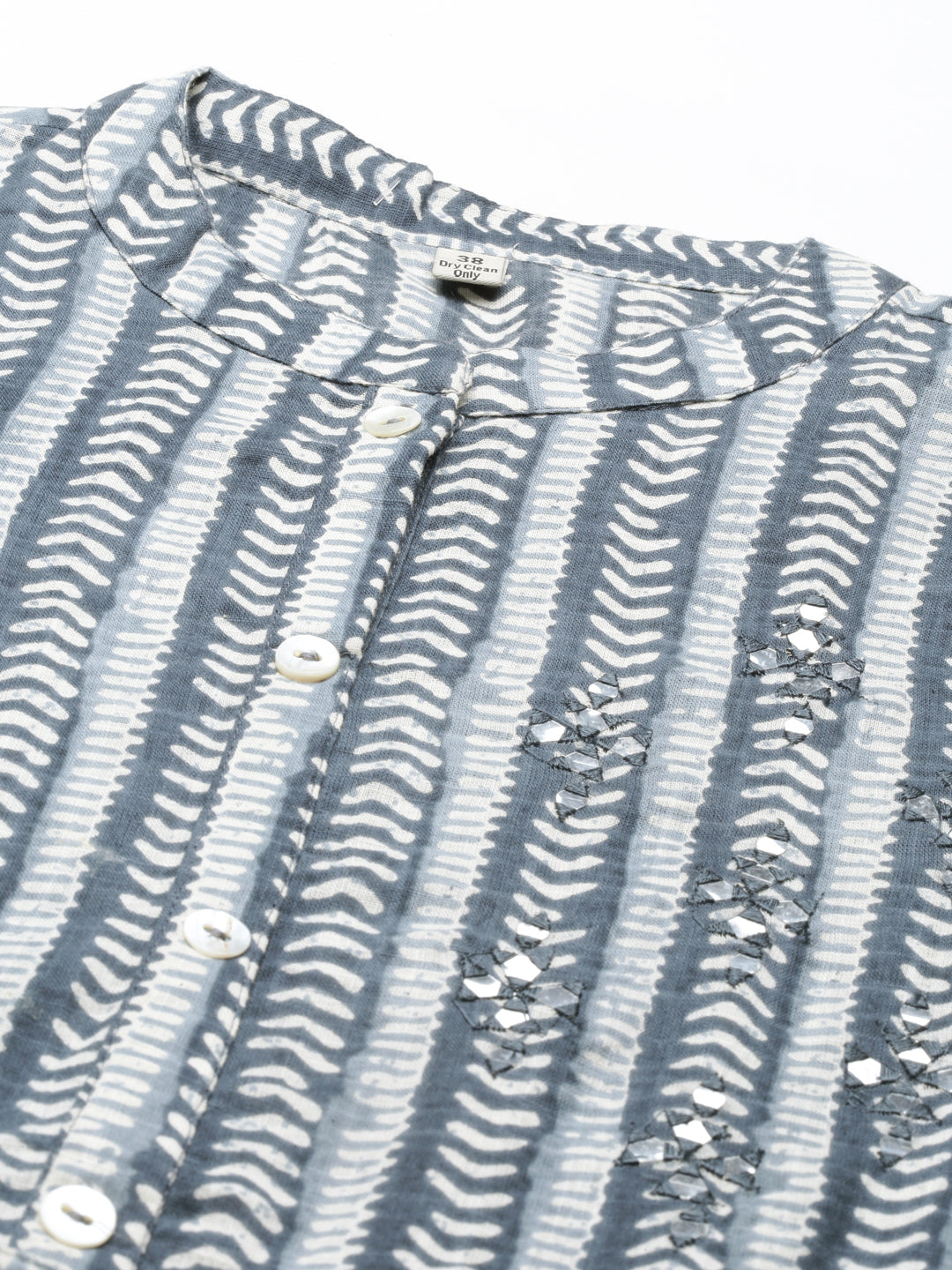 Neerus Grey viscose rayon printed kurti - back view