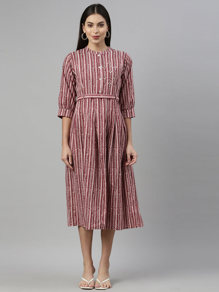 Neerus Maroon Color Flex Fabric Kurta