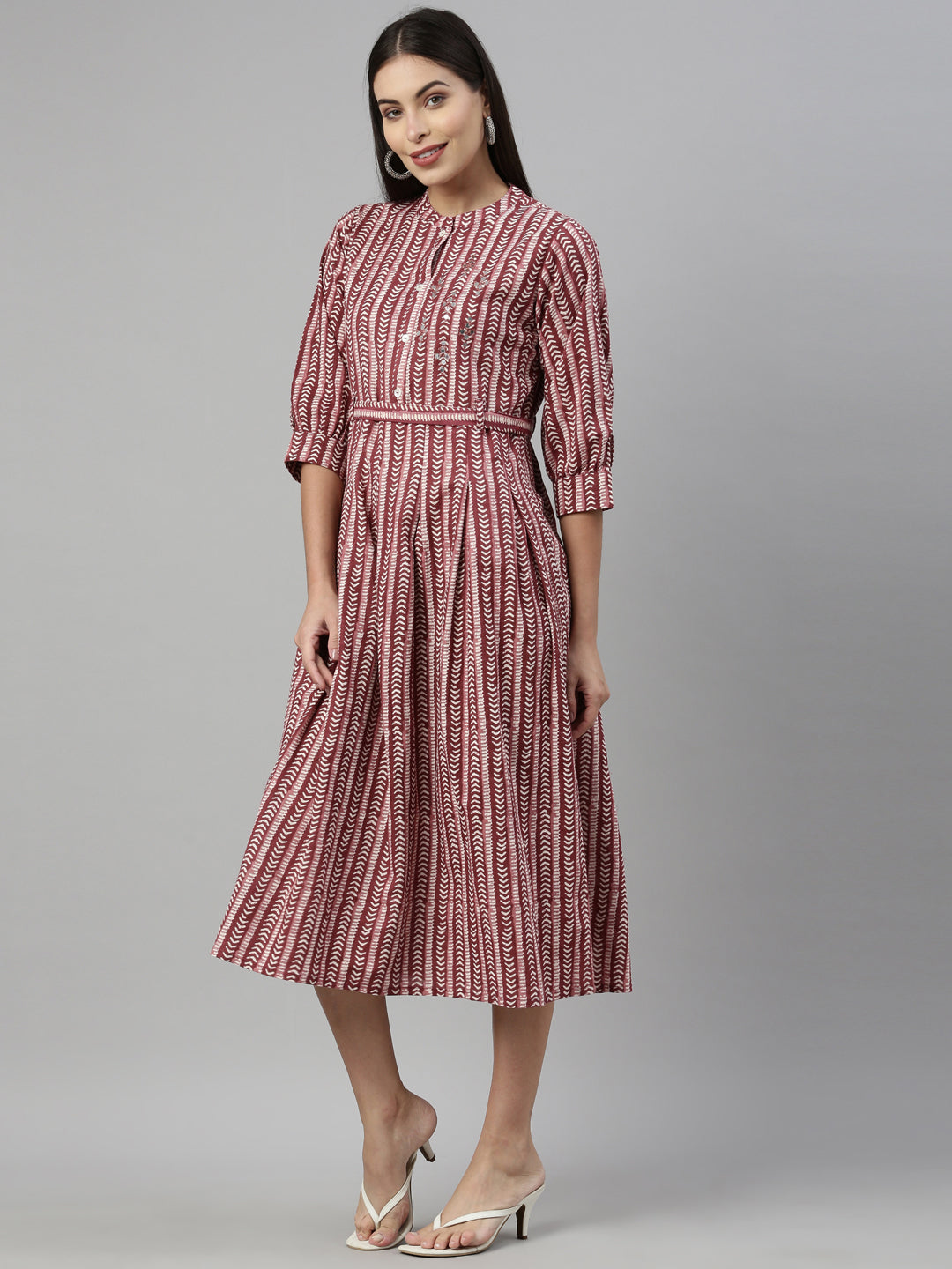 Neerus Maroon Color Flex Fabric Kurta