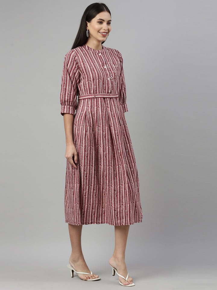 Neerus Maroon Color Flex Fabric Kurta