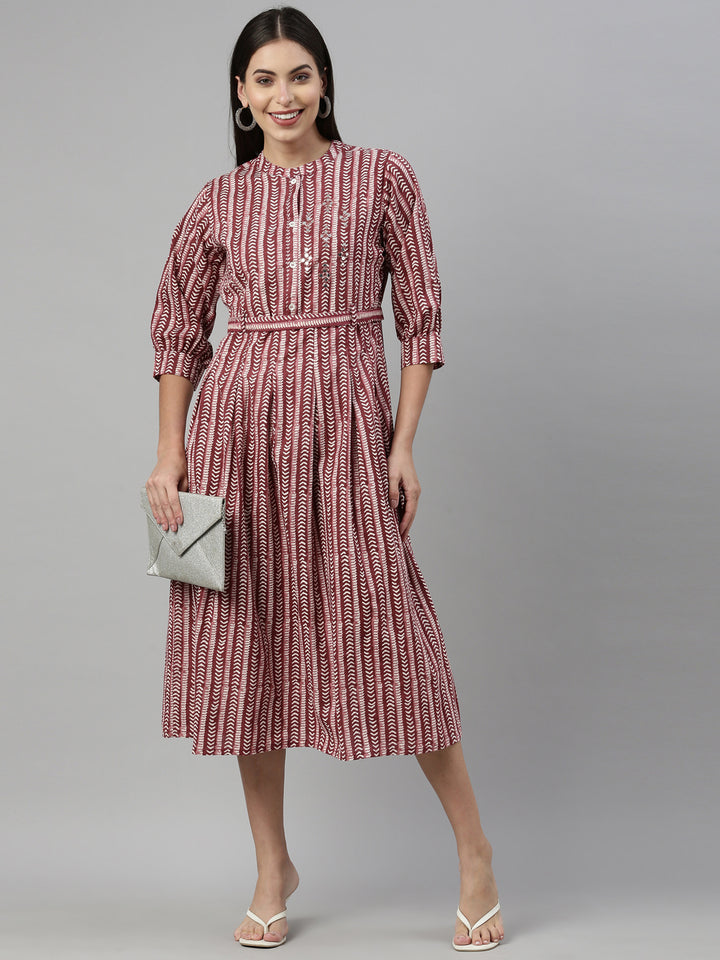 Neerus Maroon Color Flex Fabric Kurta