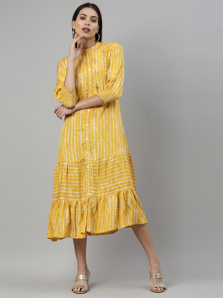 Neerus Mustard Color Santoon Fabric Kurta