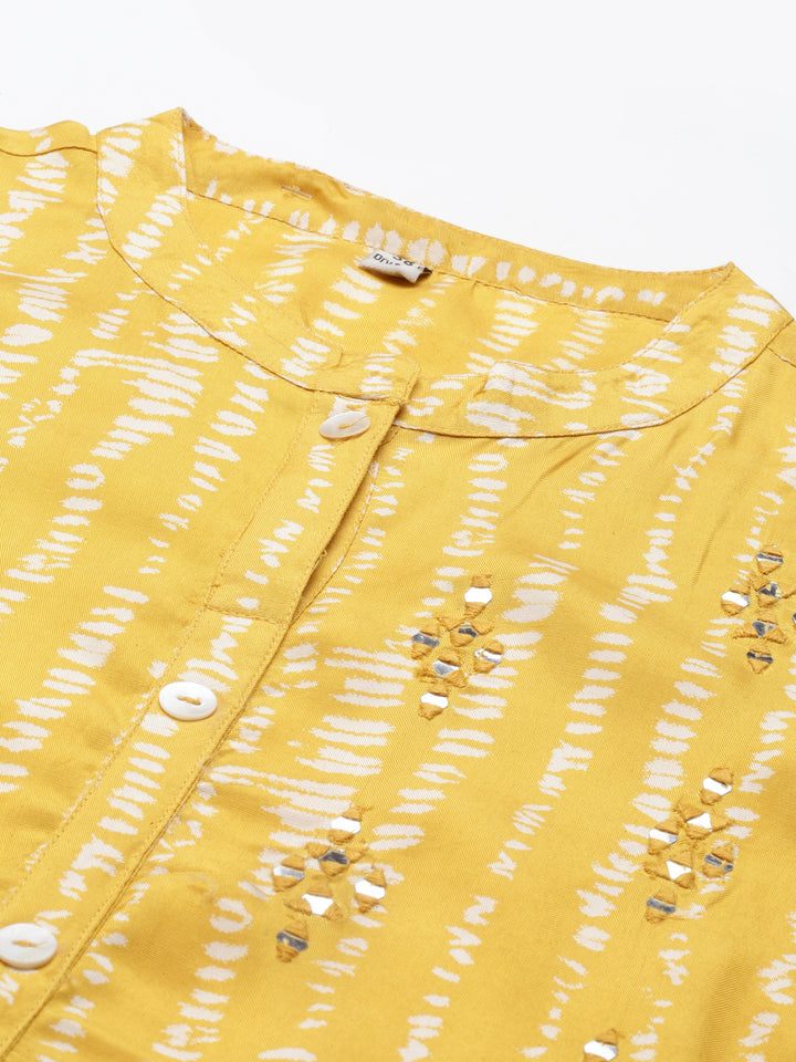 Neerus Mustard Color Santoon Fabric Kurta