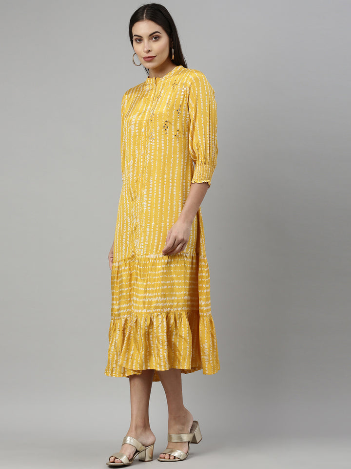 Neerus Mustard Color Santoon Fabric Kurta