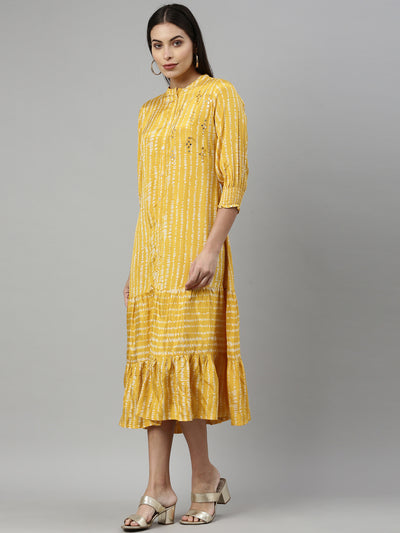 Neeru'S MUSTARD Color SANTOON Fabric Kurta