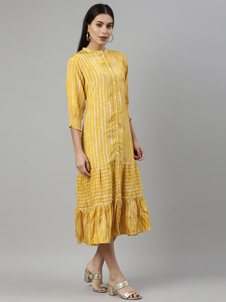 Neerus Mustard Color Santoon Fabric Kurta