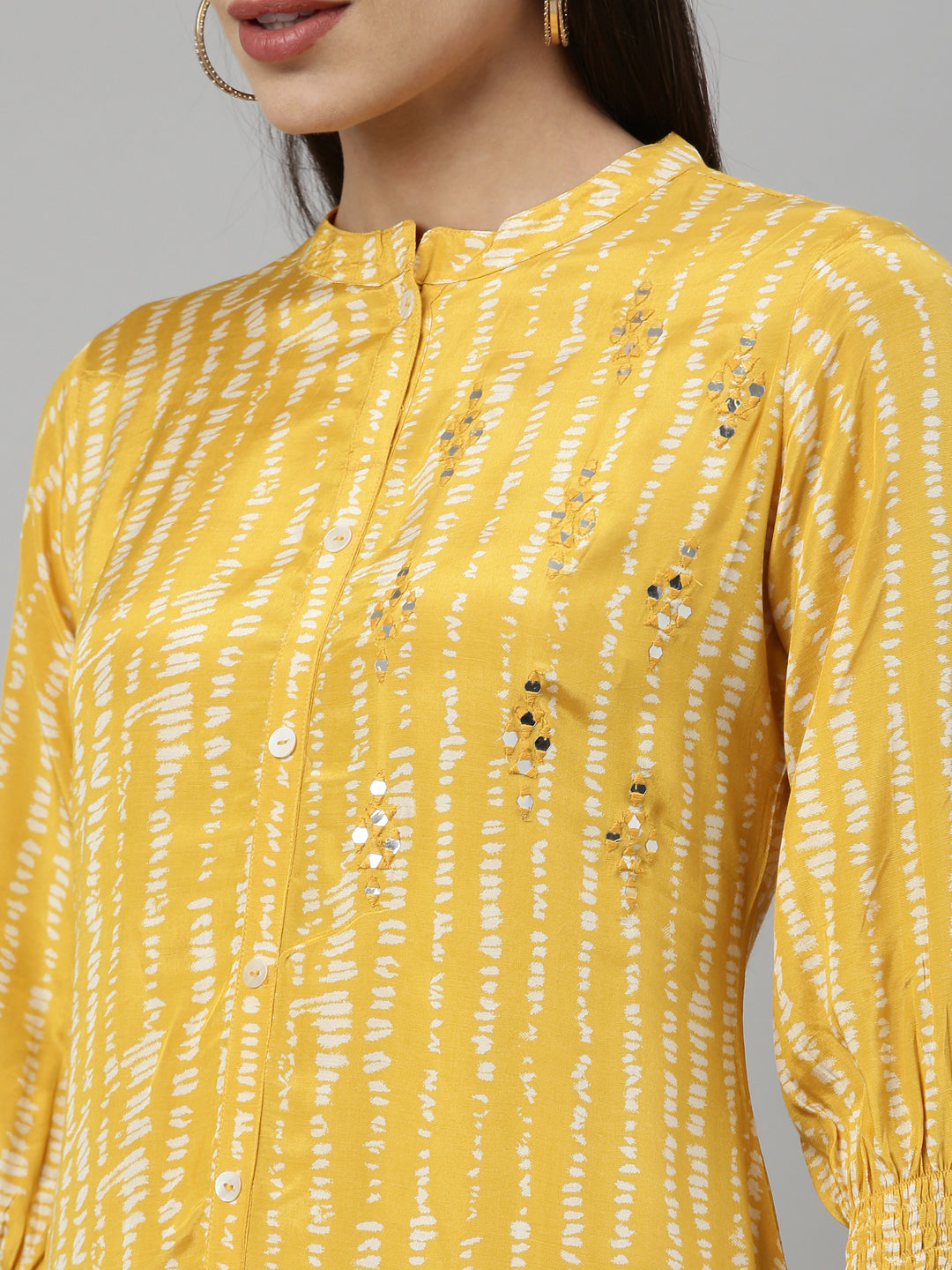 Neerus Mustard Color Santoon Fabric Kurta