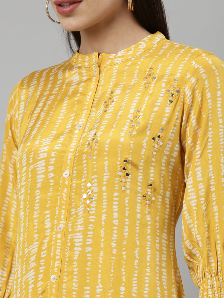 Neerus Mustard Color Santoon Fabric Kurta