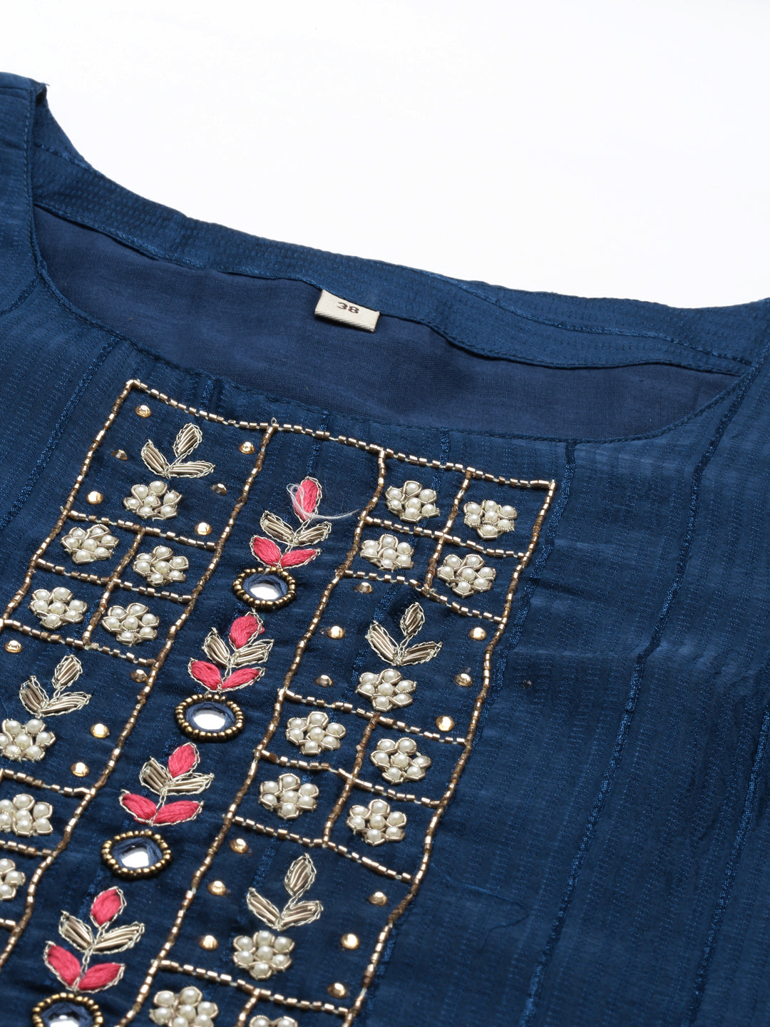 Neerus Blue silk kurta - back view