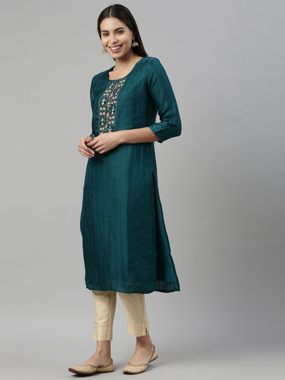 Neeru's Rama Color Silk Fabric Kurta