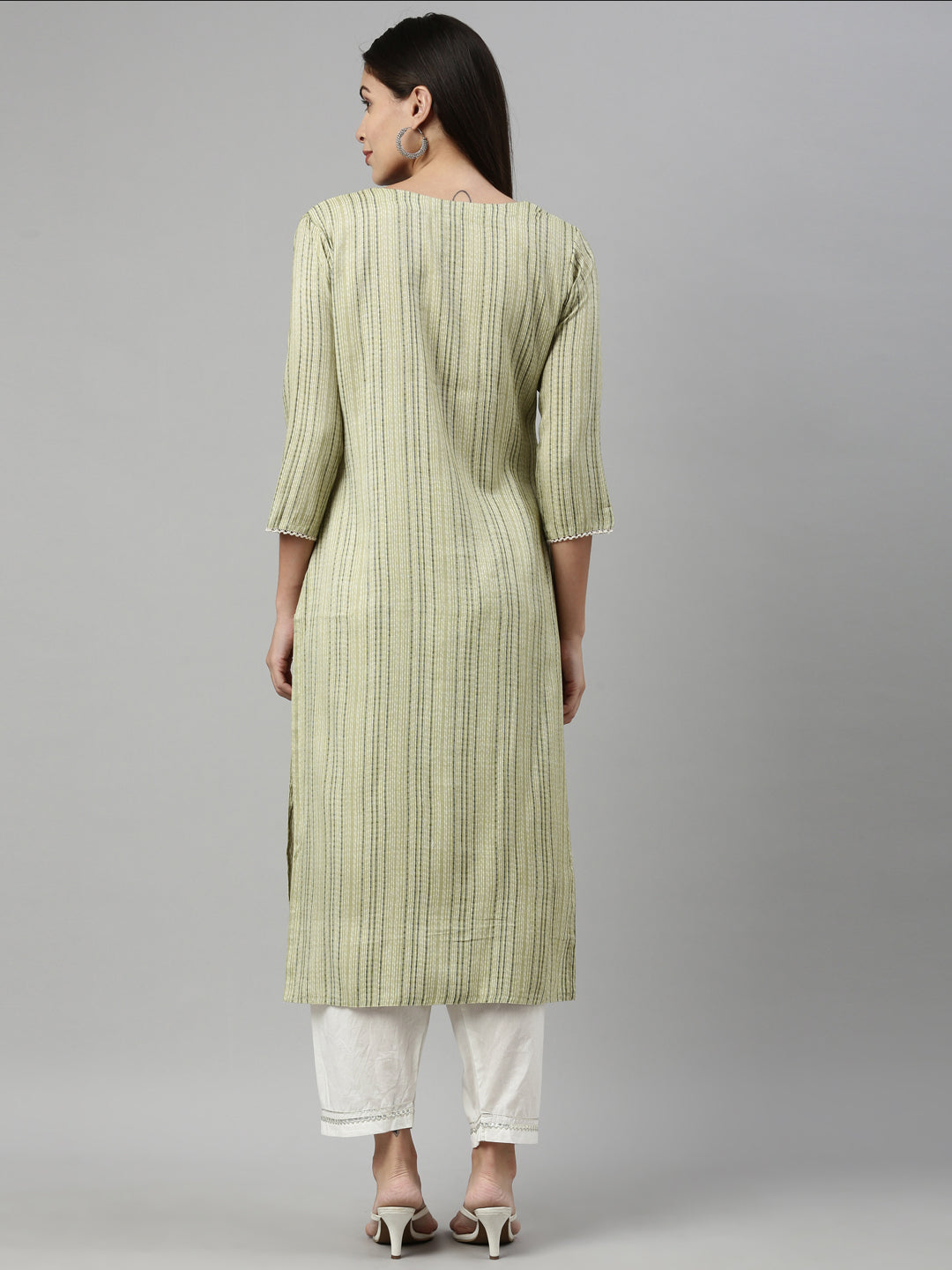 Neeru'S GREEN Color SLUB RAYON Fabric Kurta
