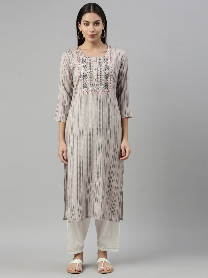 Neerus Mouse Color Slub Rayon Fabric Kurta