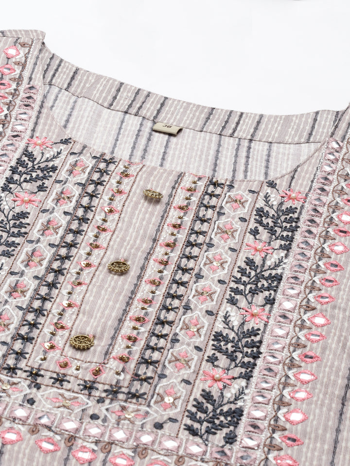 Neerus Mouse Color Slub Rayon Fabric Kurta