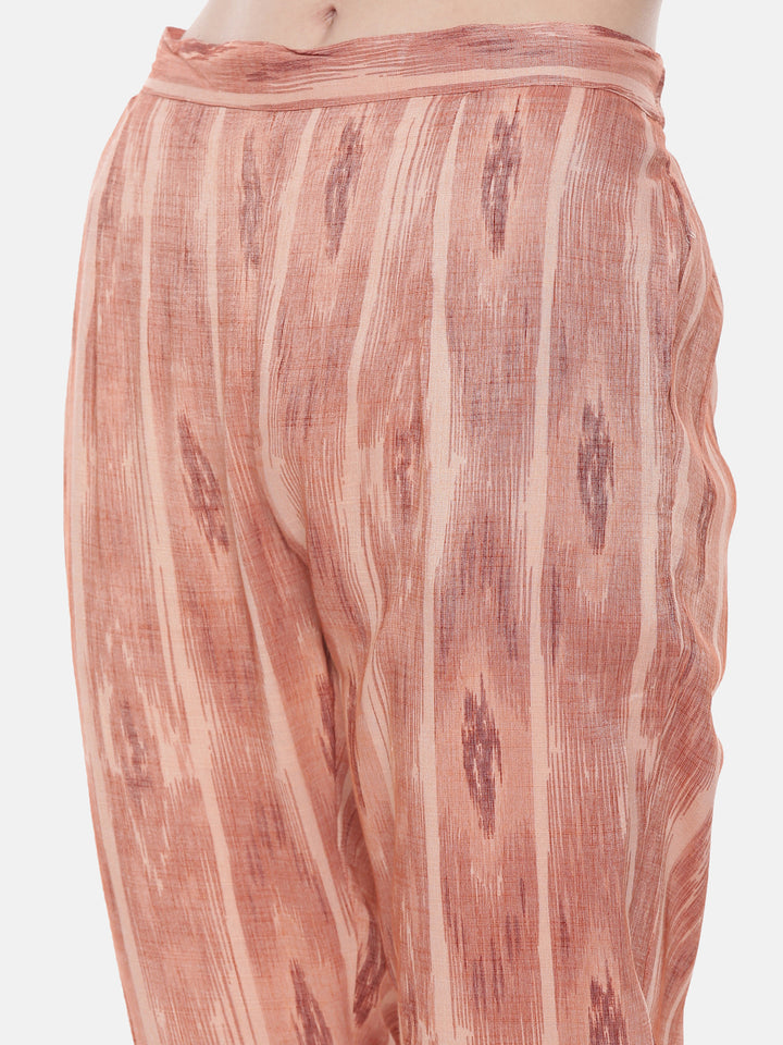 Neerus Orange viscose rayon woven straight kurti - detail view 4