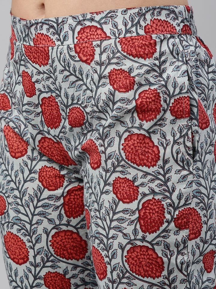 Neerus Grey cotton solid kurti set - detail view 3