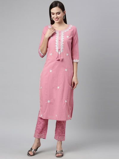 Neeru'S PINK color, Jute Cotton fabric Kurta Sets