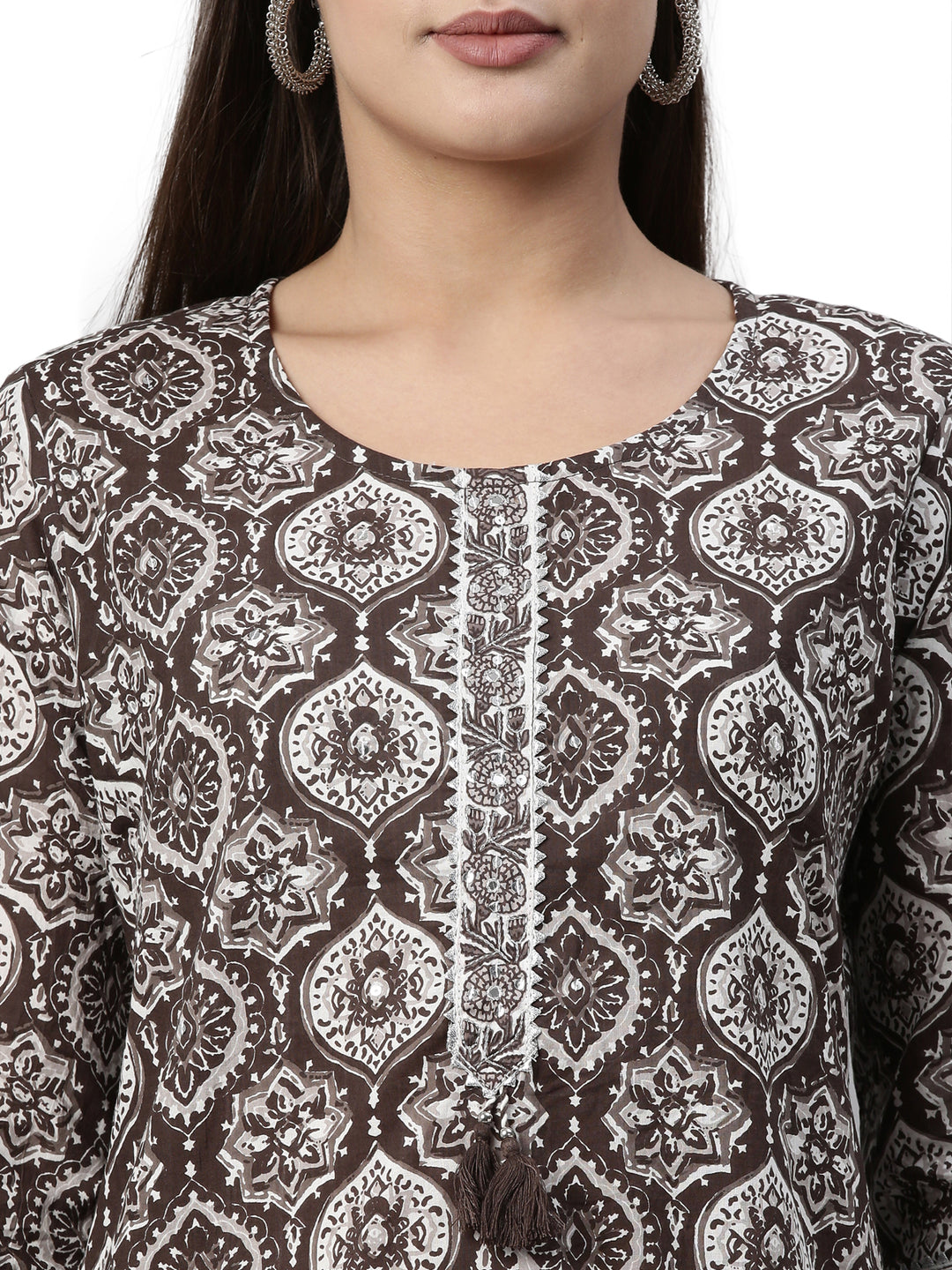 Neerus Brown Color Santoon Fabric Kurta