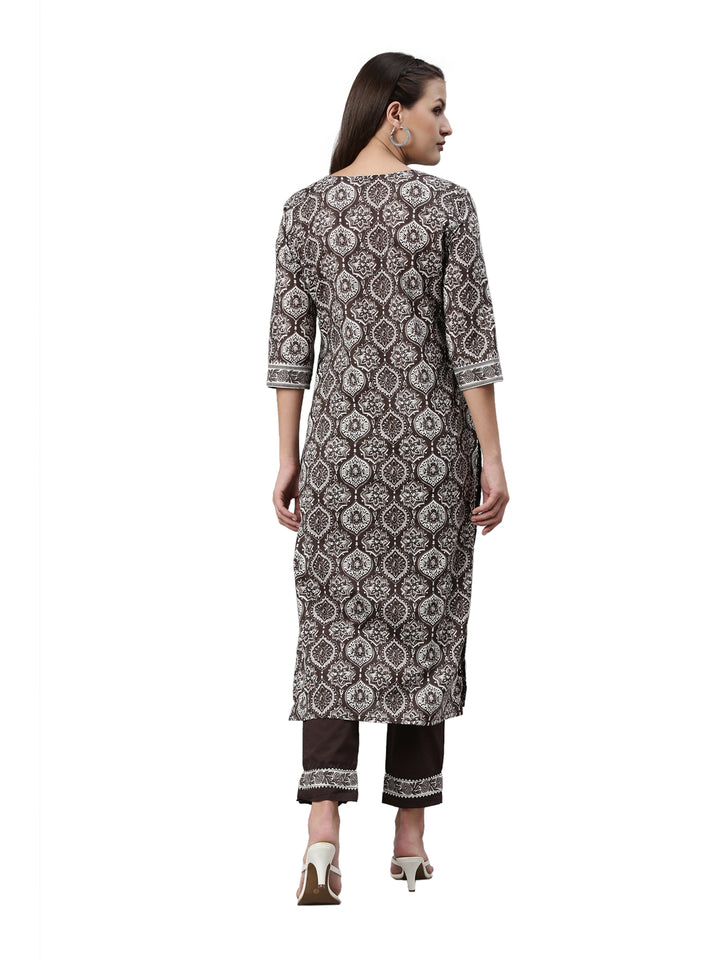 Neerus Brown Color Santoon Fabric Kurta