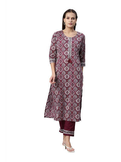 Neeru's Purple Color Santoon Fabric Kurta Set