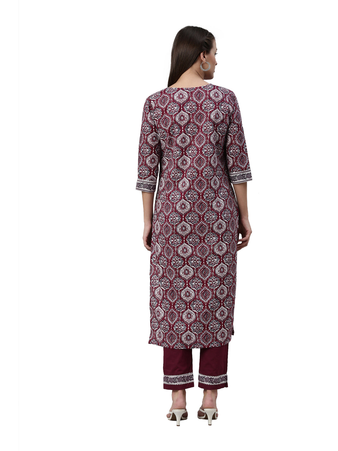 Neerus Purple shantoon printed kurta set - detail view 2