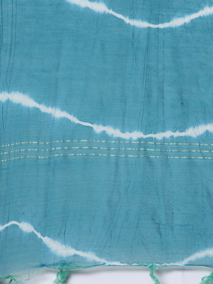 Neerus Blue cotton chikankari anarkali kurti - detail view 2