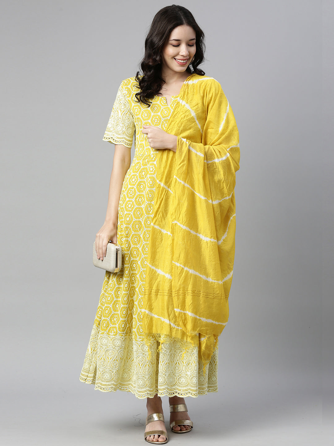 Neeru'S YELLOW color, COTTON fabric Kurta
