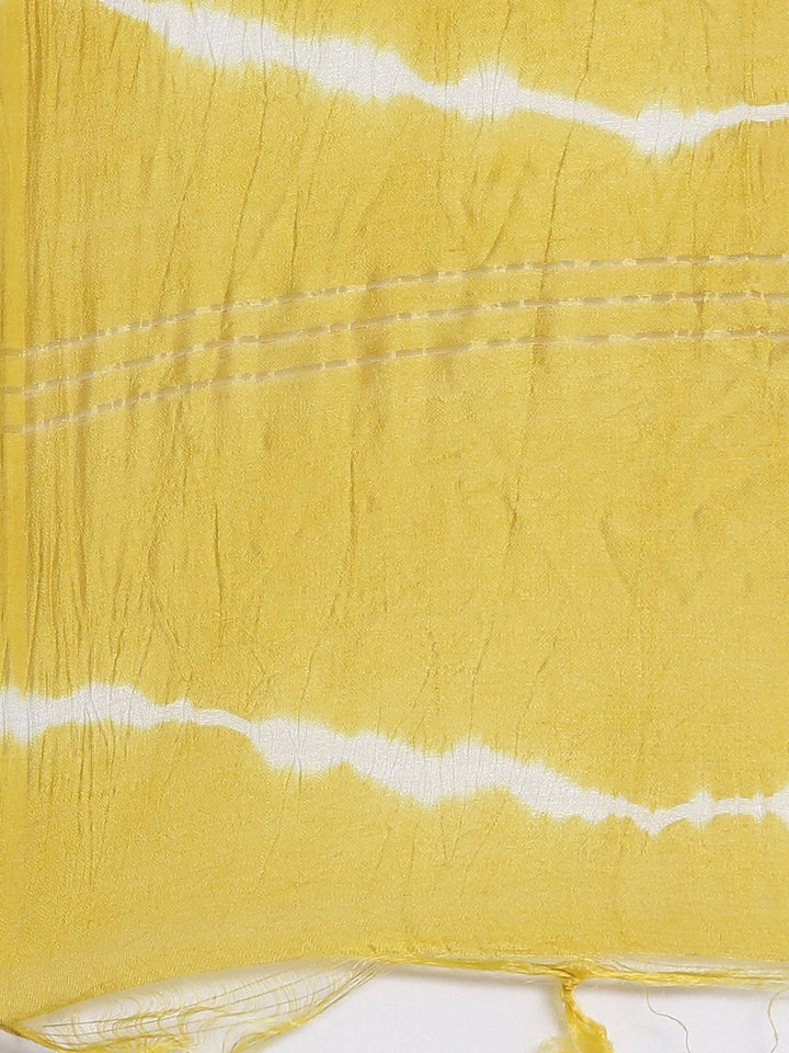 Neerus Yellow cotton chikankari anarkali kurti - detail view 2