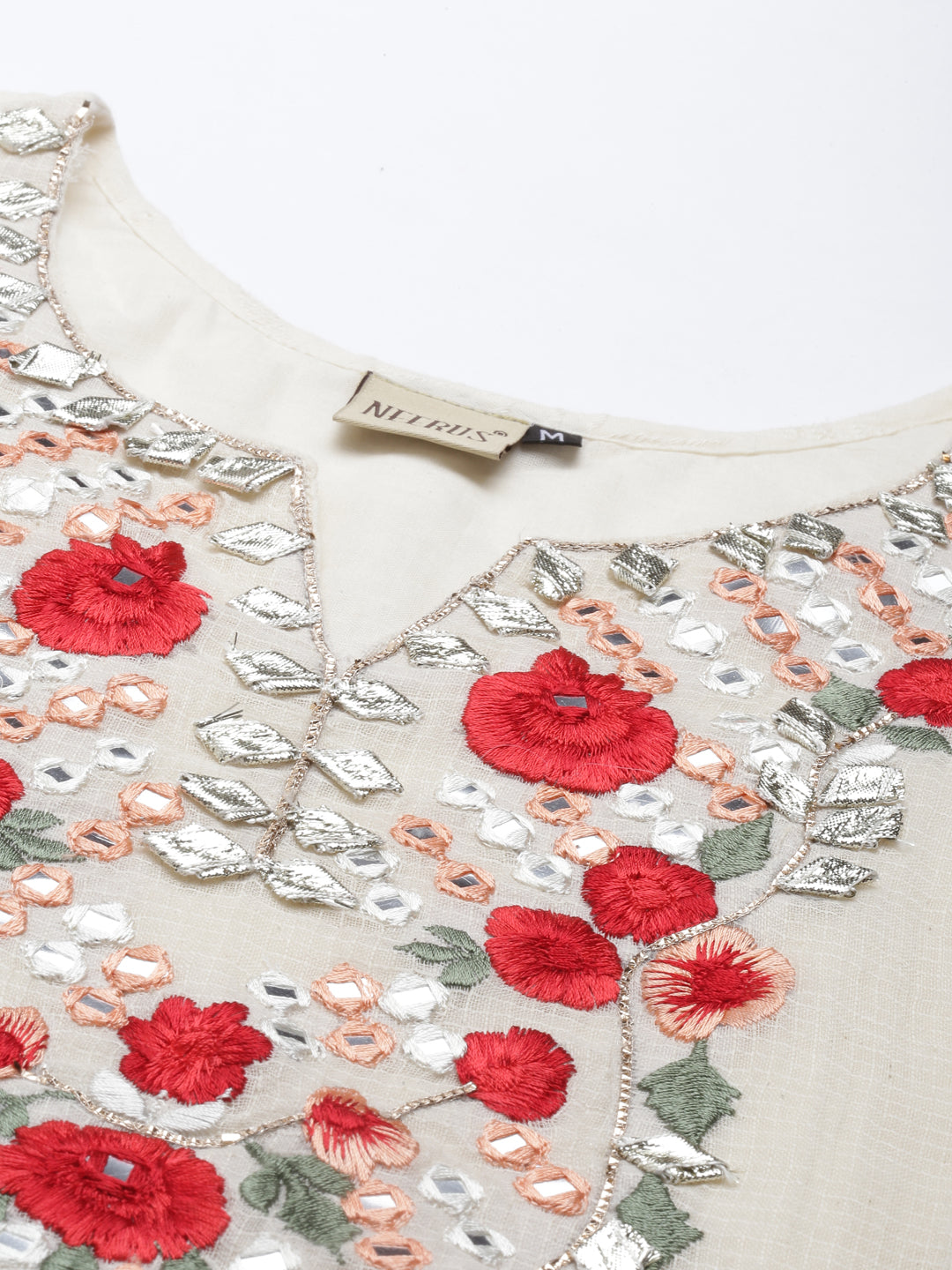 Neerus Beige cotton solid kurti - detail view 4