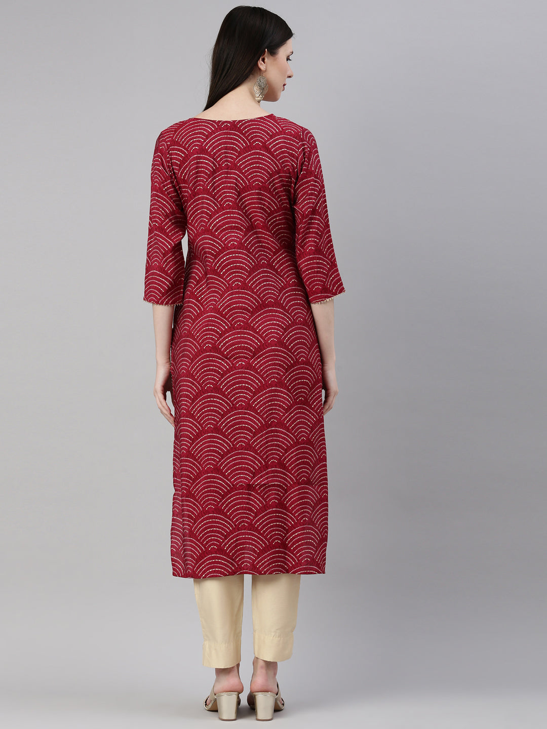 Neerus Maroon Color Santoon Fabric Kurta