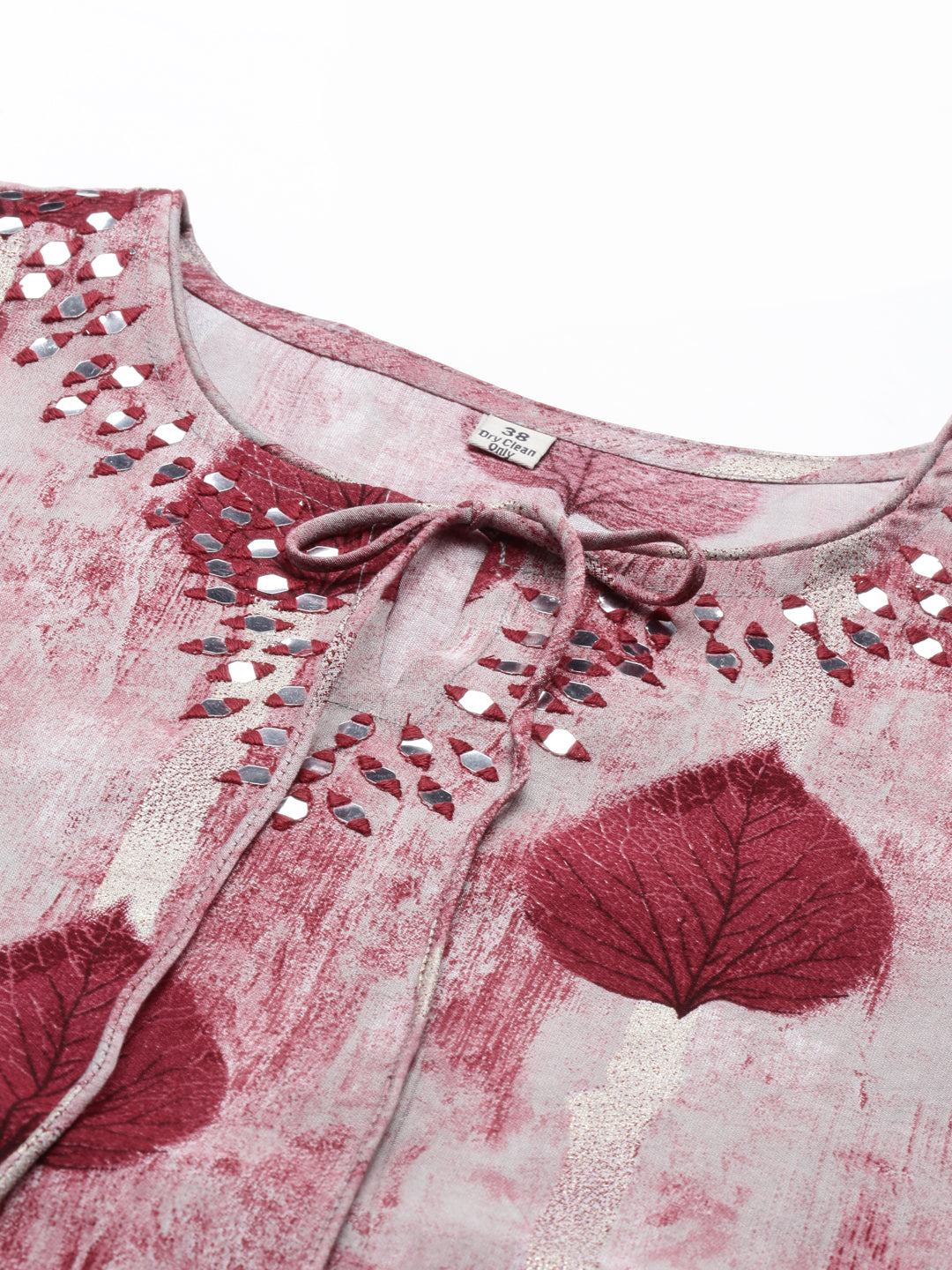 Neerus Maroon modal printed suit set - back view
