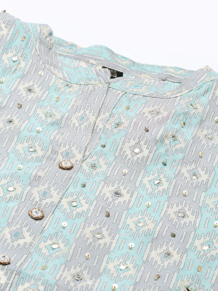 Neerus Ferozi Color Cotton Fabric Kurta