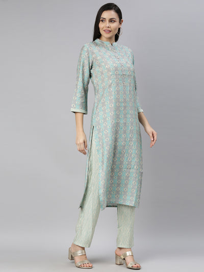 Neeru's Ferozi Color Cotton Fabric Kurta