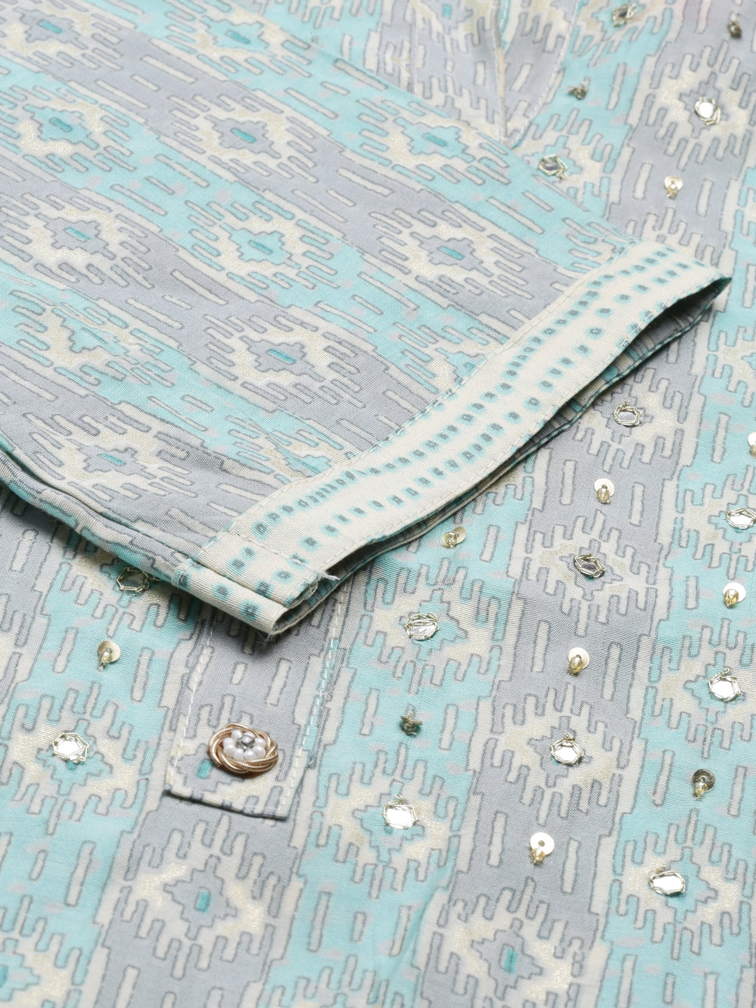 Neerus Ferozi Color Cotton Fabric Kurta