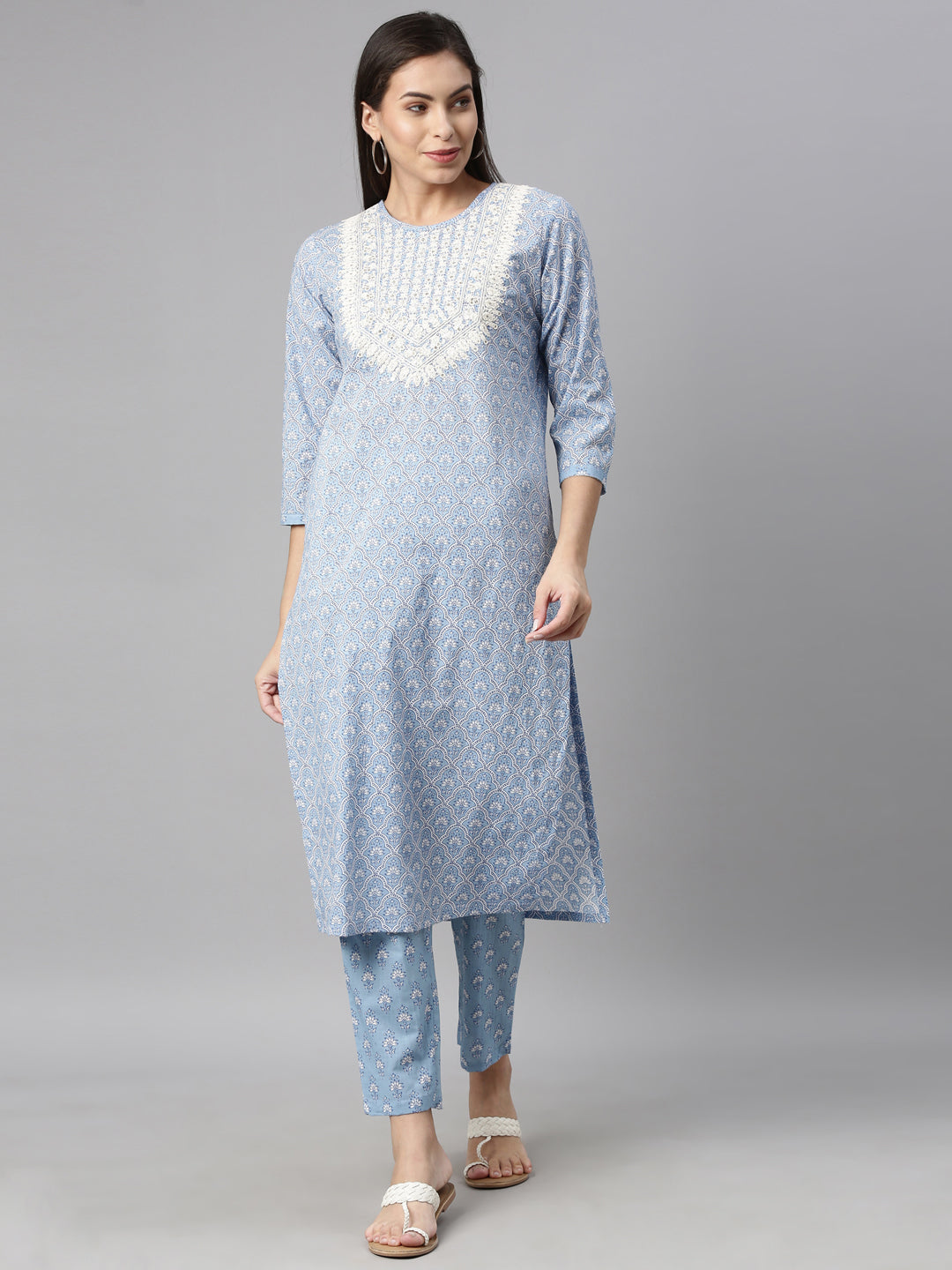 Neeru's Blue Color Cotton Fabric Kurta