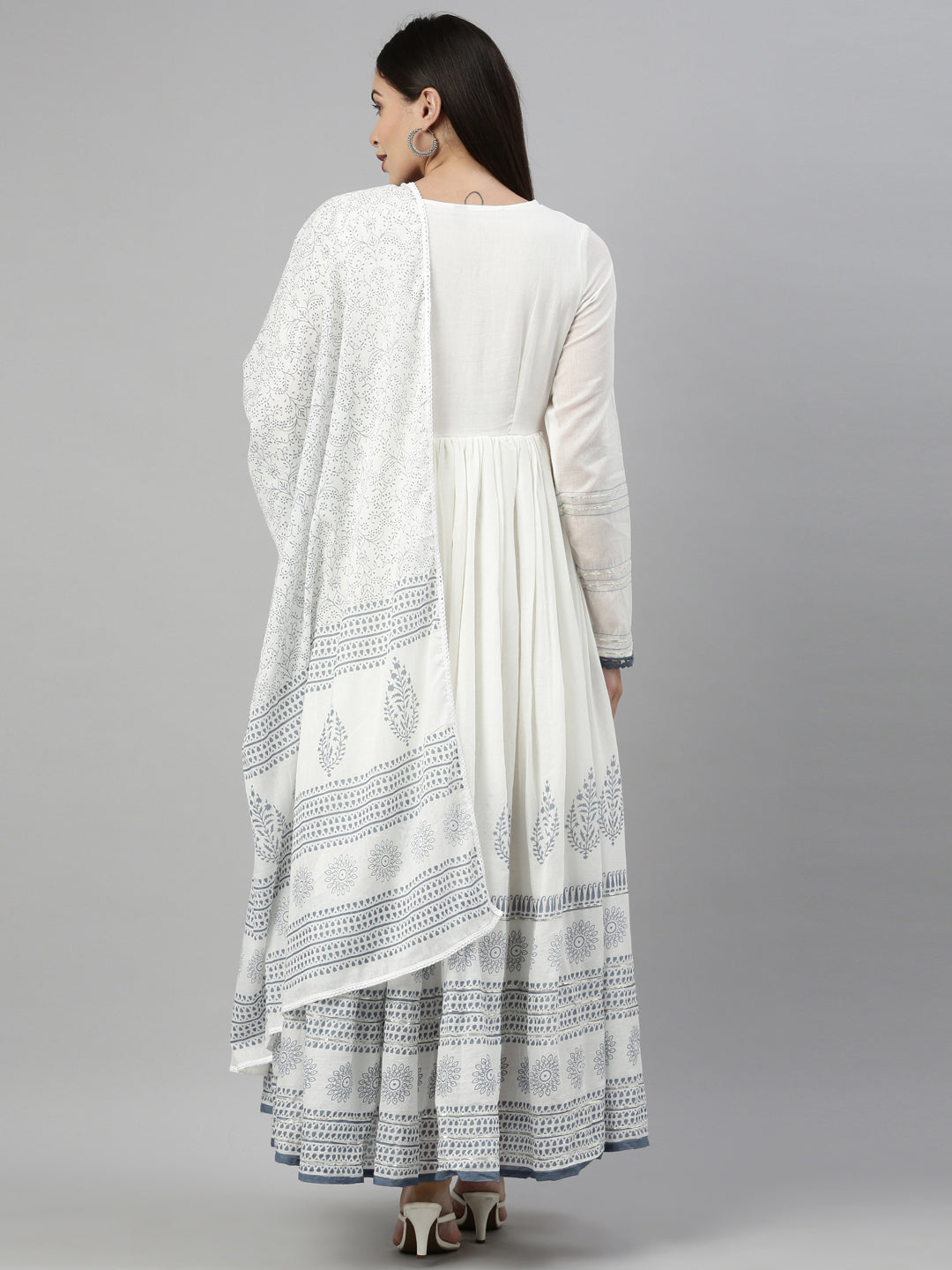Neeru'S INDIGO Color COTTON Fabric Kurta With Dupatta