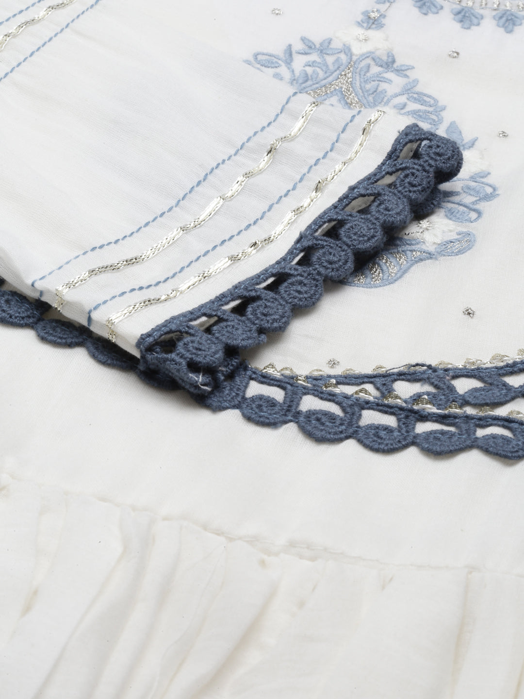 Neerus Indigo Color Cotton Fabric Kurta With Dupatta