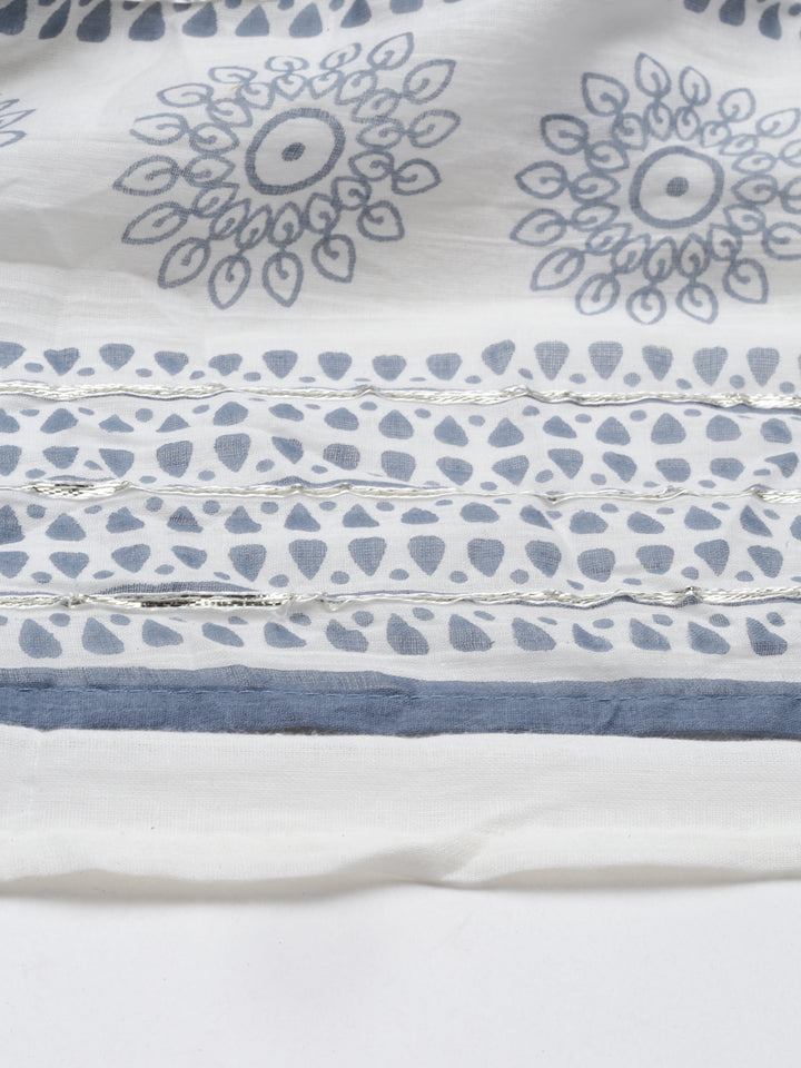 Neerus Indigo Color Cotton Fabric Kurta With Dupatta