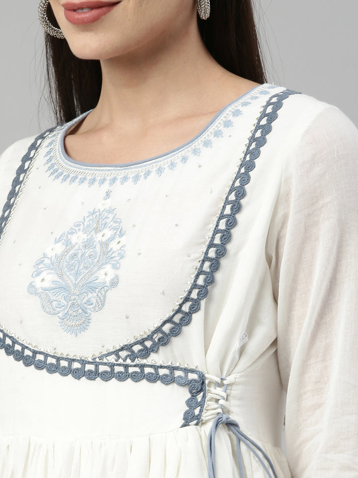 Neerus Indigo Color Cotton Fabric Kurta With Dupatta