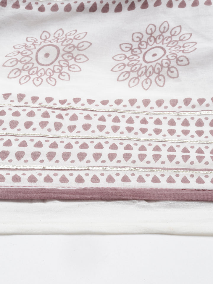 Neerus Lavender Color Cotton Fabric Kurta With Dupatta