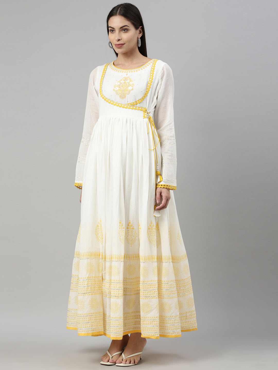 Neeru'S YELLOW Color COTTON Fabric Kurta With Dupatta