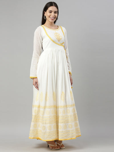 Neeru's Yellow Color Cotton Fabric Kurta With Dupatta
